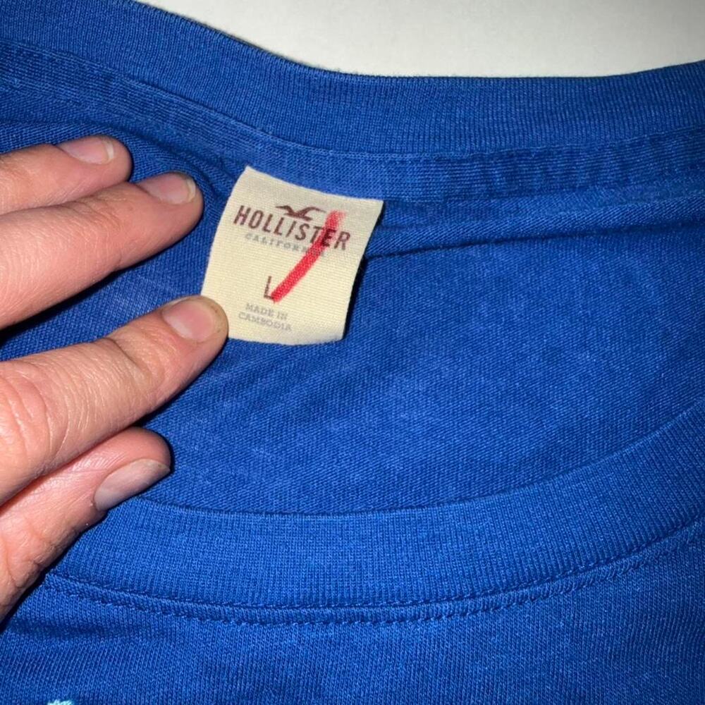 Hollister Long Sleeve Tee Size Large Blue Y2K 2010s California Beach Preppy - Picture 3 of 8